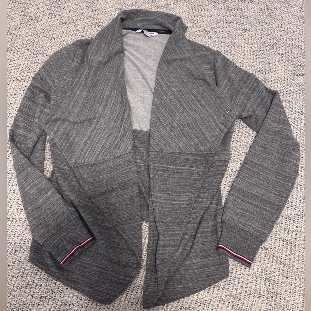 Tommy Hilfiger Sport Gray Open Front Cardigan Jacket Size XS